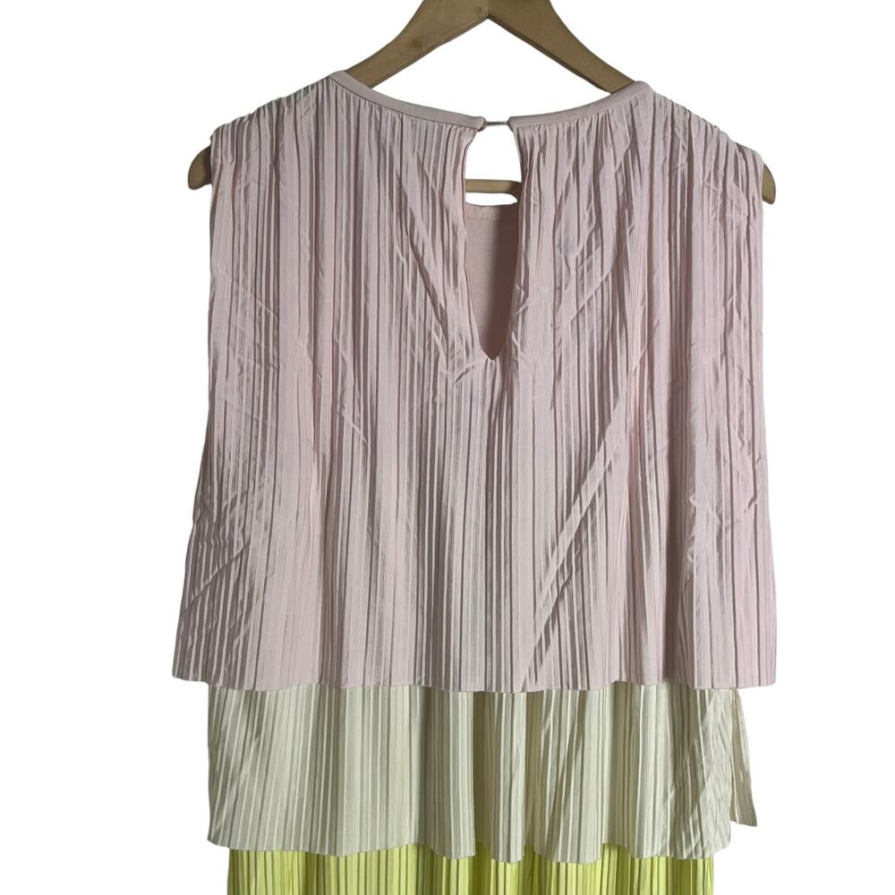BOSS Hugo Boss Emanis Colorblock Layered Pink Yellow Sleeveless Dress Size Small - Picture 12 of 16